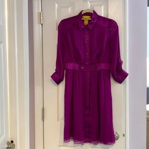 Catherine Malandrino magenta button down dress. 3/4 sleeves